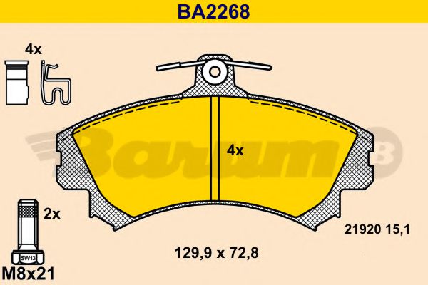 BA2268 BARUM Bremsanlage Bremsbelagsatz, Scheibenbremse