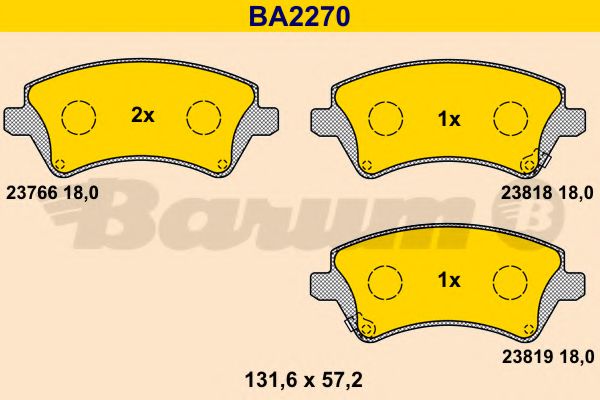 BA2270 BARUM Тормозная система Комплект тормозных колодок, дисковый тормоз