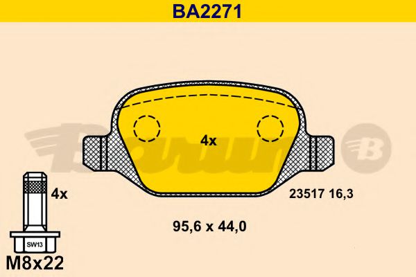 BA2271 BARUM Тормозная система Комплект тормозных колодок, дисковый тормоз