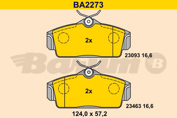BA2273 BARUM Тормозная система Комплект тормозных колодок, дисковый тормоз