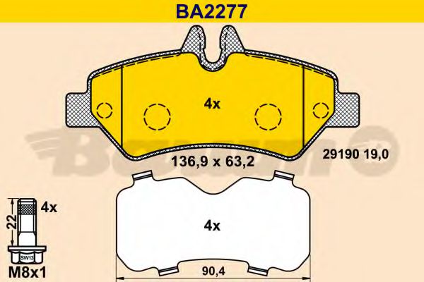 BA2277 BARUM Bremsanlage Bremsbelagsatz, Scheibenbremse