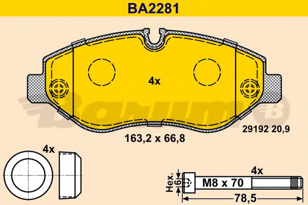 BA2281 BARUM Тормозная система Комплект тормозных колодок, дисковый тормоз