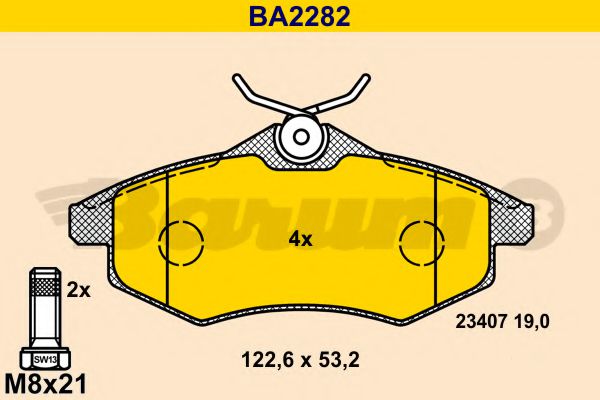BA2282 BARUM Тормозная система Комплект тормозных колодок, дисковый тормоз