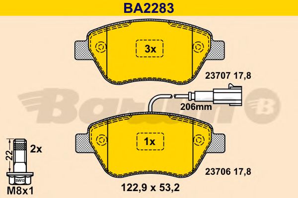 BA2283 BARUM Bremsanlage Bremsbelagsatz, Scheibenbremse