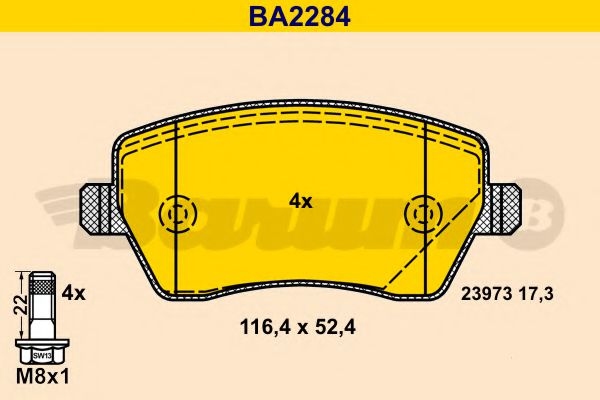 BA2284 BARUM Bremsanlage Bremsbelagsatz, Scheibenbremse