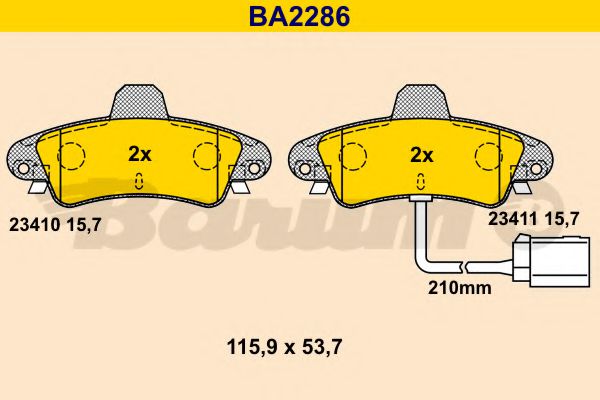 BA2286 BARUM Тормозная система Комплект тормозных колодок, дисковый тормоз