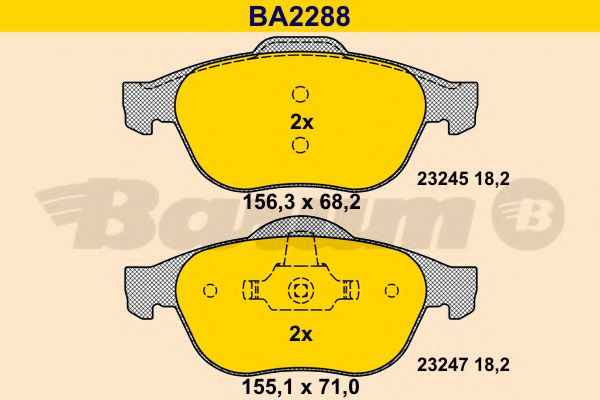 BA2288 BARUM Тормозная система Комплект тормозных колодок, дисковый тормоз