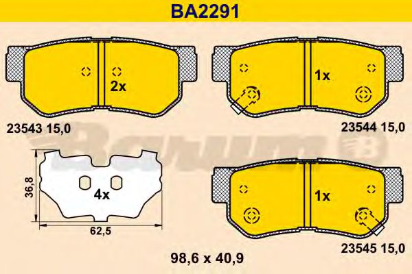 BA2291 BARUM Bremsanlage Bremsbelagsatz, Scheibenbremse