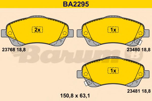 BA2295 BARUM Bremsanlage Bremsbelagsatz, Scheibenbremse