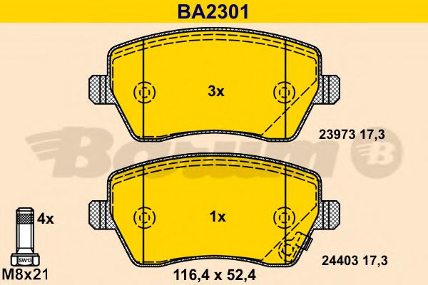 BA2301 BARUM Brake Pad Set, disc brake