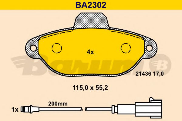 BA2302 BARUM Bremsanlage Bremsbelagsatz, Scheibenbremse