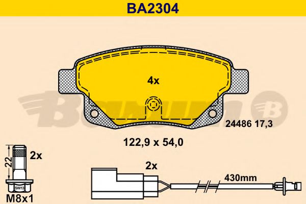 BA2304 BARUM Bremsanlage Bremsbelagsatz, Scheibenbremse
