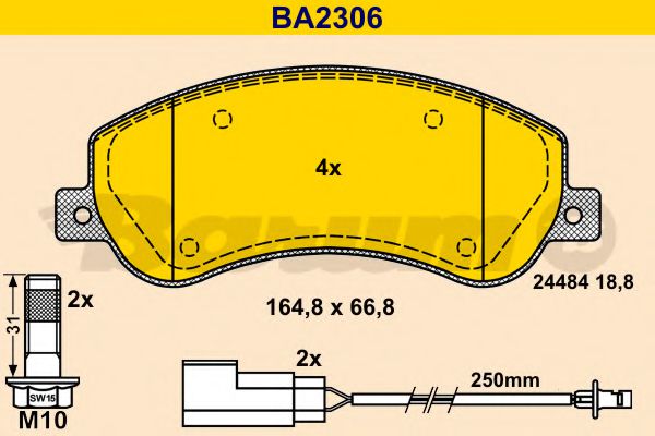 BA2306 BARUM Тормозная система Комплект тормозных колодок, дисковый тормоз