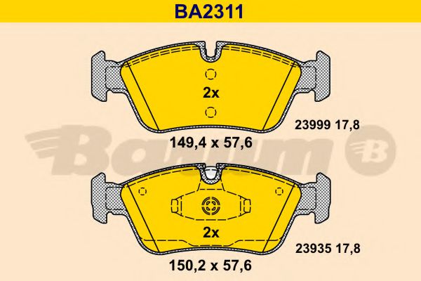 BA2311 BARUM Bremsanlage Bremsbelagsatz, Scheibenbremse