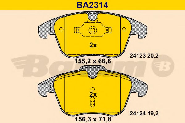 BA2314 BARUM Тормозная система Комплект тормозных колодок, дисковый тормоз