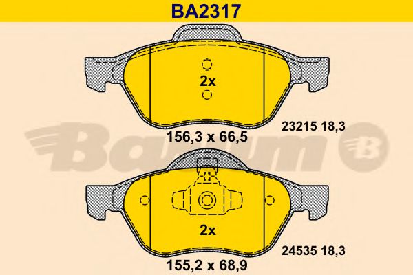 BA2317 BARUM Тормозная система Комплект тормозных колодок, дисковый тормоз