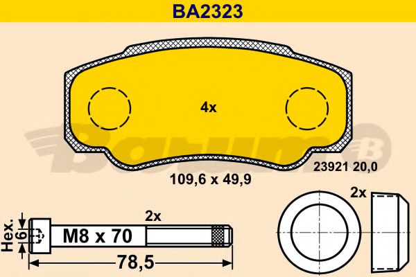 BA2323 BARUM Тормозная система Комплект тормозных колодок, дисковый тормоз