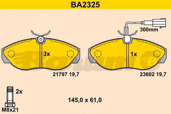 BA2325 BARUM Bremsanlage Bremsbelagsatz, Scheibenbremse