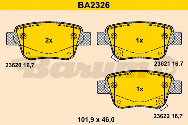 BA2326 BARUM Тормозная система Комплект тормозных колодок, дисковый тормоз