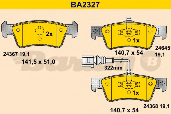 BA2327 BARUM Тормозная система Комплект тормозных колодок, дисковый тормоз