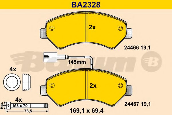 BA2328 BARUM Bremsanlage Bremsbelagsatz, Scheibenbremse