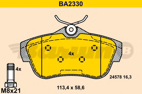 BA2330 BARUM Тормозная система Комплект тормозных колодок, дисковый тормоз