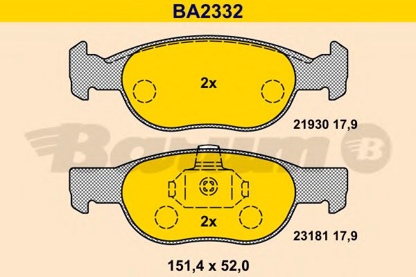 BA2332 BARUM Bremsanlage Bremsbelagsatz, Scheibenbremse