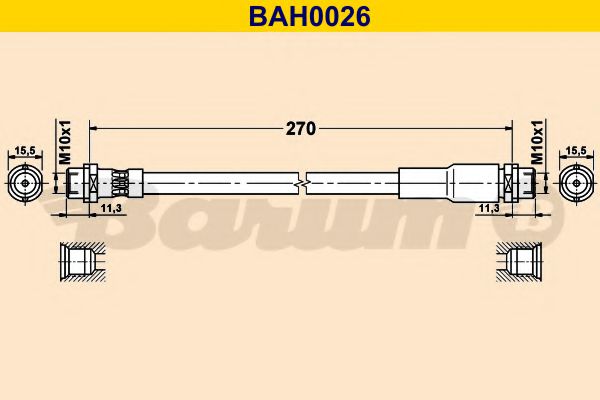 BAH0026 BARUM Тормозная система Тормозной шланг