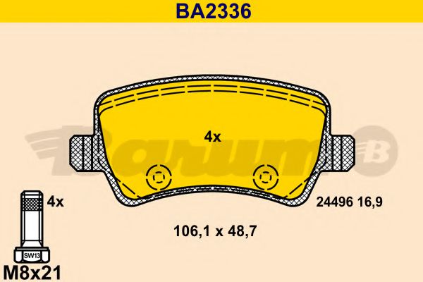 BA2336 BARUM Тормозная система Комплект тормозных колодок, дисковый тормоз