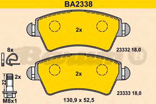 BA2338 BARUM Bremsanlage Bremsbelagsatz, Scheibenbremse