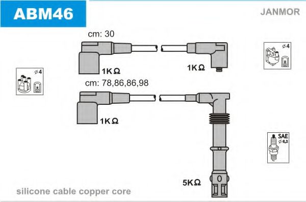ABM46 JANMOR Комплект проводов зажигания