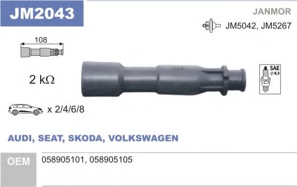 JM2043 JANMOR Ignition System Plug, coil