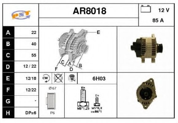 AR8018 SNRA Alternator Alternator