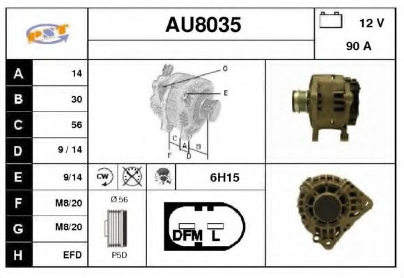 AU8035 SNRA Alternator Alternator Freewheel Clutch
