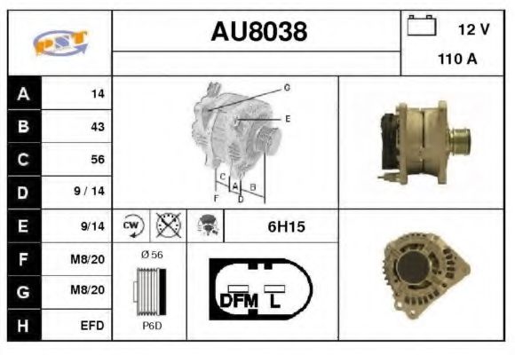 AU8038 SNRA Alternator Alternator