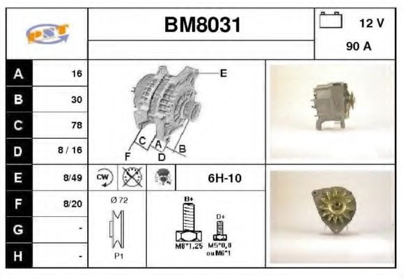 BM8031 SNRA Alternator Alternator