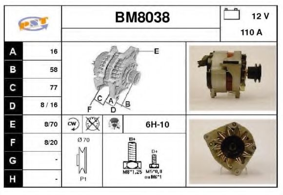 BM8038 SNRA Alternator
