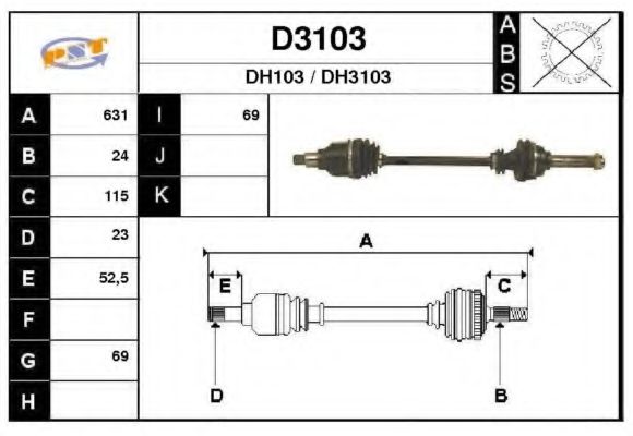 D3103 SNRA Drive Shaft
