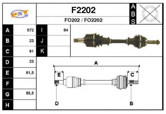 F2202 SNRA Final Drive Drive Shaft