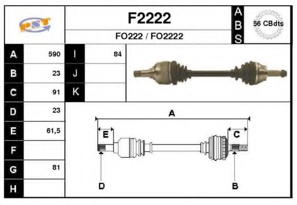 F2222 SNRA Final Drive Drive Shaft