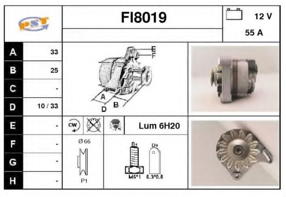 FI8019 SNRA Alternator Alternator