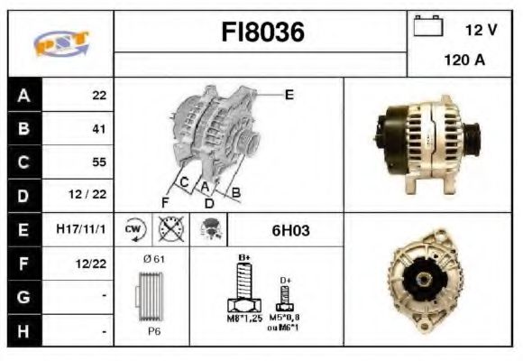 FI8036 SNRA Alternator Alternator