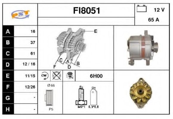 FI8051 SNRA Alternator Alternator