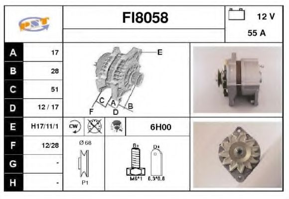 FI8058 SNRA Alternator Alternator