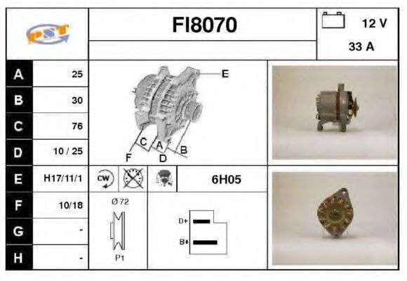 FI8070 SNRA Deflection/Guide Pulley, v-ribbed belt