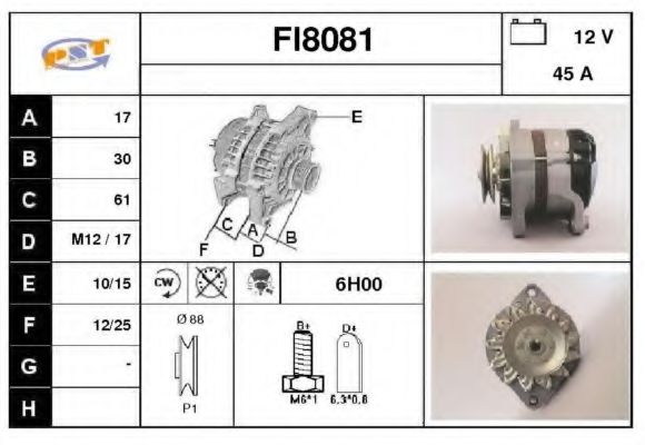 FI8081 SNRA Alternator Alternator