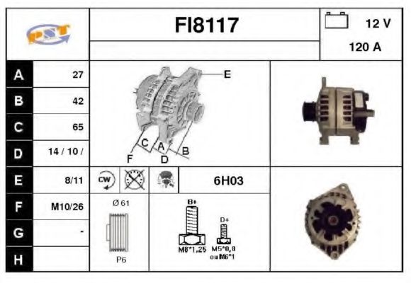 FI8117 SNRA Alternator Alternator