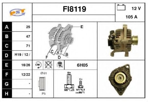 FI8119 SNRA Alternator
