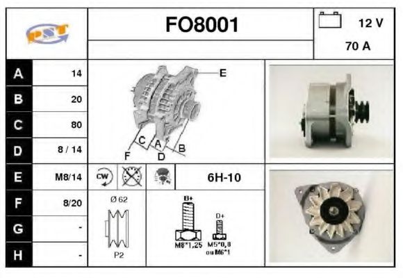 FO8001 SNRA Alternator Alternator