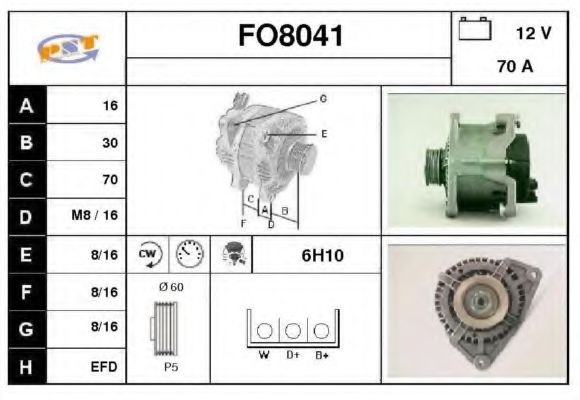 FO8041 SNRA Alternator Alternator